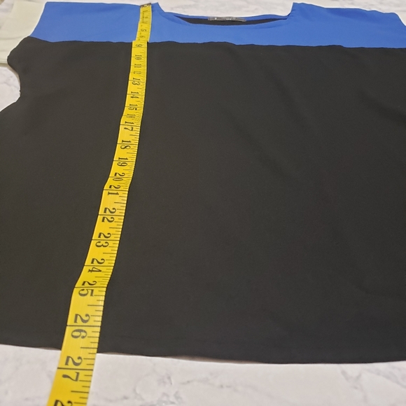Imanimo Color Block Blouse Anna Scoop Neck Top Small Blue Black White - Picture 5 of 7